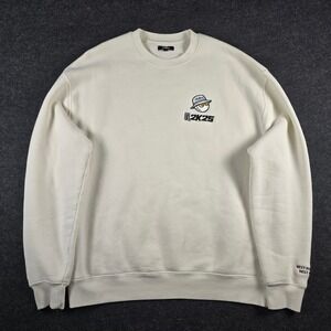 Malbon Men's Cream PGA Tour 2K25 Graphic Crewneck Sweatshirt Pullover Size M